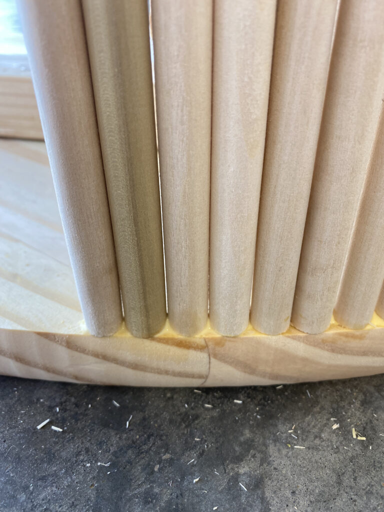 Inserting the dowels